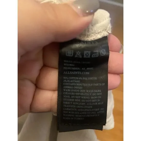 All Saints, women's cream colored biker fit cotton blend skinny jeans size W29 - Picture 8 of 11